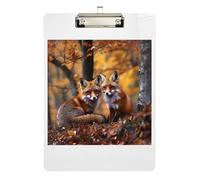 Autumn Forest Foxes Clipboard Acrylics Decorative Clipboard A4 Standard Size Clipboard Hardboard with Low Profile Metal Clip for Students, Women, Man 12.5 x 9 Inches