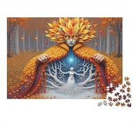 Autumn Forest Goddess 1000 Piece Jigsaw Puzzle Gift for Adults Leaves Forest Magic Tree Woman Premium Thick Sturdy Challenging Hard Stress Relief 52x38cm/1000pcs