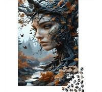 Autumn Forest Goddess 1000 Piece Recycled Cardboard Woman Face Tree Art Puzzle for Puzzle Lovers Scratch-resistant Family Activity Eco-friendly Durable 52x38cm/1000pcs