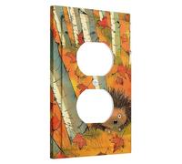 Autumn Forest Hedgehog Light Switch Cover Plates/Outlet Covers, Orange and Brown Seasonal Woodland for Home Decor, Thermoplastic Device Mount Wall Plates, Standard Size Single Rocker