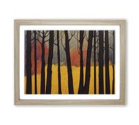 Autumn Forest In Abstract Framed Wall Art Print A2 Oak | Ready to Hang, Premium Gi Paper, Fade-Resistant Inks, Securely Packaged, UK Made