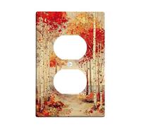 Autumn Forest Light Switch Cover Plates/Outlet Covers, Warm Orange and Red Leaves for Wall Decor, Thermoplastic Wall Plates, Standard Size Single Duplex Outlet