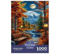 Autumn Forest Moonlit Night Jigsaw Puzzles Puzzles for Adults Kids. 1000 Piece Interesting Whimsical Challenge Toy Educational Game Home Decoration for Educational Games Gifts 52x38cm/1000pcs