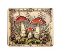 Autumn Forest Mushroom Mouse Pad, Red Poisonous Fungi Design, Stitched Edge Non-Slip Mousepad, Ideal for Home and Office Gaming Setup Square 8x10 Inch