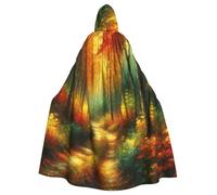Autumn-Forest-Oil-Painting Adult Witch Hooded Cape, Halloween Costume Hooded Cloak