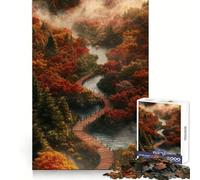 Autumn Forest Path Jigsaw Puzzles for Teenagers 1000 Piece Brain Wellness Gentle Engagement Perfect Lock Meaningful Gift (38x26cm)