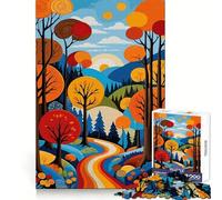 Autumn Forest Path Puzzles for Teenagers 1000 Piece Sharp Memory Leisure Pleasure Neat Edges Winter Gift (50x75cm)