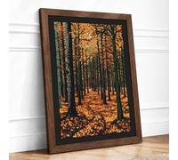 Autumn Forest Path Rustic Framed Wall Art Print A4 Walnut | Ready to Hang, Premium Gi Paper, Fade-Resistant Inks, Securely Packaged, UK Made