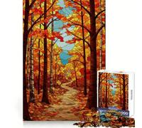Autumn Forest Path Stained Glass Style Teenagers 1000 Pieces Puzzle Cognitive Skill Restful Pleasure Solid Lock Art Xmas Gift (38x26cm)