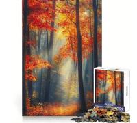 Autumn Forest Path Teenagers 1000 Pieces Puzzle Cognitive Skill Restful Pleasure Solid Lock Art Xmas Gift (50x75cm)
