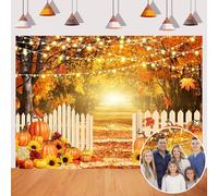 Autumn Forest Photography Backdrop Autumn Pumpkin Photo Background Fall Landscape Maple Leaves Natural Scenery Pumpkins Harvest Baby Adult Portrait Photo Booth (94X70 inch (8x6FT))