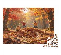Autumn Forest Playtime 1000 Piece Jigsaw Puzzle Paper For Adults Sunlit Fall Scene Puzzle Game For Family Relaxation Gift 52x38cm/1000pcs