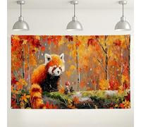 Autumn Forest Red Panda Backdrop, Cute Wildlife Art Scenic Decorations, Fall Photography Background for Events, Thanksgiving & Seasonal Celebrations 71x43 Inch