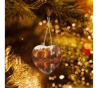 Autumn Forest Reflected in The Lake at Sunset Christmas Ornaments 2025 Heart Ceramic Christmas Tree Hanging Ornaments Double-Side Porcelain Pendant for Xmas Home Party Holiday Decoration Supplies
