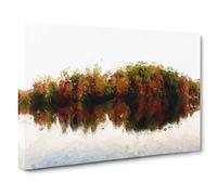 Autumn Forest Reflecting Canvas Print | Gallery Wrapped 30mm Frame Wall Art | 24x16 inches | Ready to Hang | Abstract Landscape Picture | Living Room Bedroom Lounge Office