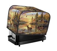 Autumn Forest River Deer Toaster Cover 2 Slice Toaster Cover, Dust Cover Kitchen Small Appliance Cover Women Gift