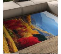 Autumn Forest Rug 180x270cm Short Pile Non-slip Backing Washable Carpet for Living Room Office Mountain Outdoor Scenery Fall Decor Doormat Soft Non-shedding Printed Rugs for Bedroom Kitchen Entrance