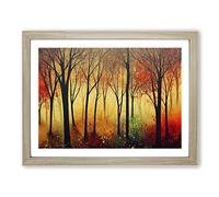 Autumn Forest Splatter Vol.2 H1022 Framed Print for Living Room Bedroom Home Office Décor, Wall Art Picture Ready to Hang, Oak A2 Frame (64 x 46 cm)