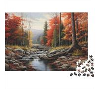 Autumn Forest Stream 1000 Piece Jigsaw Puzzles Autumn Forest Stream Path for Adults Educational Game Beautiful Decoration Difficult Challenging Birthday 38x26cm