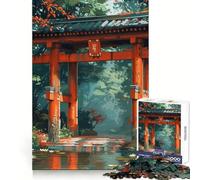 Autumn Forest Torri Gate Jigsaw 1000 Pieces for Teenagers Mental Skill Calm Downtime Solid Fit Thoughtful Gift (38x26cm)