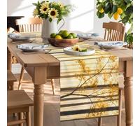 Autumn Forest Tree Golden Table Runner 120 Inches Long, Country Natural Scenery Washable Table Runners Heat-Insulation Kitchen Dining Table Decorations for Home Party Decor 13x120in