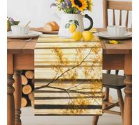 Autumn Forest Tree Golden Table Runner 36 Inches Long, Country Natural Scenery Washable Table Runners Heat-Insulation Kitchen Dining Table Decorations for Home Party Decor 13x36in