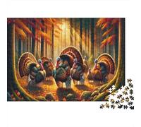 Autumn Forest Turkeys 1000-Piece Turkeys in Autumn Woods Thick Cardboard Puzzle Bundle Adults Kids 12+ Stress Relief Travel Jigsaw Puzzle Indoor Leisure 38x26cm/1000pcs