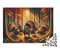 Autumn Forest Turkeys Colourful Turkey Family 1000 Pieces Jigsaw Puzzles for Adults Fun Activity for Rainy Days 52x38cm/1000pcs
