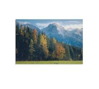 Autumn Forest Wall Art Rocky Mountain Landscape Poster with Colorful Fall Foliage Rustic Nature Print for Bedroom Or Living Room Decor Gift 24x36inch(60x90cm) Unframed