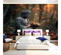 Autumn Forest Wall Murals for Living Room Stone Meditation Butterfly 3D Print Photo Wallpaper Luxury Design Modern Non-Woven Wall Mural Sofa TV Kids Bedroom Decoration 200 x 140cm