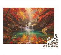 Autumn Forest Waterfall 1000 Piece Jigsaw Puzzle Paper for Adults Nature Scene Puzzle Game 38x26cm/1000pcs