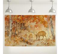 Autumn Forest Wildlife Backdrop, Rustic Cute Nature Scene Decorations, Fall Background for Photography, Thanksgiving Party Supply 71x43 Inch