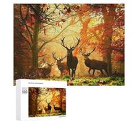 Autumn Forest with Stags, 500 PCS Jigsaw Puzzle for Adults, Winter Activity Gift - for Detail-Focused Puzzlers