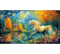 Autumn forest with two horses and a leaf heart 1000 Piece Puzzle for Adults - Recycled Paper Fun Present & Challenging Family Game 38x52/1000pcs