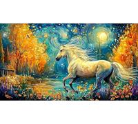 Autumn forest with two horses and a leaf heart 1000 Pieces Recycled Paper Jigsaw - Impossible Hard Game Home Activity for Adults 38x52/1000pcs