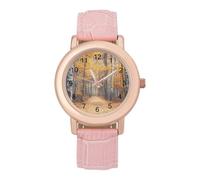 Autumn Forests Women Simplicity Watch with Leather Strap Easy Reader Ladies Wristwatch