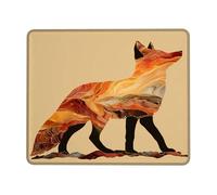Autumn Fox Art Mouse Pad, Orange Brown Marble Design Stitched Edge Mousepad, Rubber Non-Slip Washable Gaming Mouse Pad for Home and Office Computer, Laptop Square 8x10 Inch