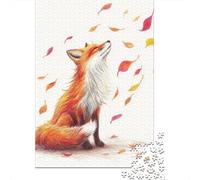 Autumn Fox Art Print-3 Jigsaw Puzzles Puzzles for Adults Kids. 1000 Pieces Whimsical Challenge Toy Educational Game Home Decoration for Educational Games Gifts 38x26cm/1000pcs
