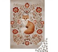 Autumn Fox Art Print-4 Jigsaw Puzzles Puzzle for Adults Kids. 1000 Pieces Whimsical Challenge Toy Educational Games Home Decoration for Adults& Kids Age 14 Years Up 52x38cm/1000pcs