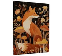 Autumn Fox Canvas Wall Art, Orange Brown Woodland Animal Print, Nature Themed Home Decor for Living Room, Bedroom, Wrapped Canvas 8x10 Inch