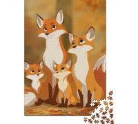 Autumn Fox Family Jigsaw Puzzles Puzzle for Adults Kids. 1000 Pieces Great Gifts Challenge Toy Educational Game Home Decoration for Adults& Kids Age 14 Years Up 70x50cm/1000pcs