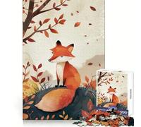 Autumn Fox Illustration Jigsaws 1000 Pieces for Teenagers Creative Think Easy Enjoyment Exact Edges Xmas Present (50x75cm)