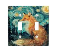 Autumn Fox Light Switch Cover Plates/Outlet Covers, Rustic Orange Forest Design for Home Decor, Thermoplastic Wall Plates, Standard Size Double Toggle