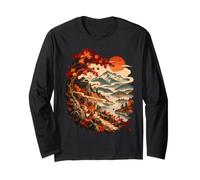 Autumn Fox Mountain Landscape Ukiyo E Fall Long Sleeve T-Shirt