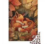Autumn Fox Resting-2 Jigsaw Puzzles Puzzle for Adults Kids. 1000 Piece Impossible Challenge Toy Educational Games Home Decoration for Adults& Kids Age 14 Years Up 52x38cm/1000pcs