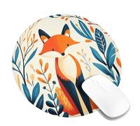 Autumn Fox Square Mouse Pad, Orange Blue Woodland Animals Stitched Edge Mouse Pad, Washable Non-Slip Rubber Mouse Pad for