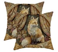 Autumn Fox Throw Pillow Covers Set of 2, Orange Woodland Animal Cushion Cases, Vintage Decorative Square Home Decor for Sofa Bed Couch 22x22 Inch