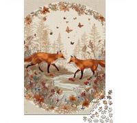 Autumn Foxes in Forest Jigsaw Puzzles Puzzle for Adults Kids. 1000 Pieces Impossible Challenge Toy Educational Games Home Decoration for Adults& Kids Age 14 Years Up 38x26cm/1000pcs