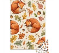 Autumn Foxes Pattern-3 Jigsaw Puzzles Puzzles for Adults Kids. 1000 Pieces Whimsical Challenge Toy Educational Games Home Decoration for Educational Games Gifts 70x50cm/1000pcs