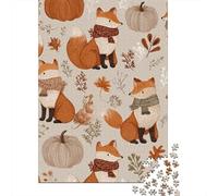 Autumn Foxes Pattern-4 Adult Jigsaw Puzzle, 1000 Pieces, 70x50cm/1000pcs, Low-dust White Pieces for Sorting; A Rewarding Project to Return to
